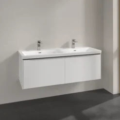 V&b subway 3.0 servantskap 127x42 f/dobbel servant brilliant white håndtak i krom