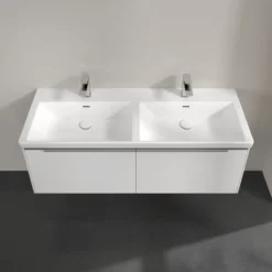 V&b subway 3.0 servantskap 127x42 f/dobbel servant brilliant white håndtak i krom