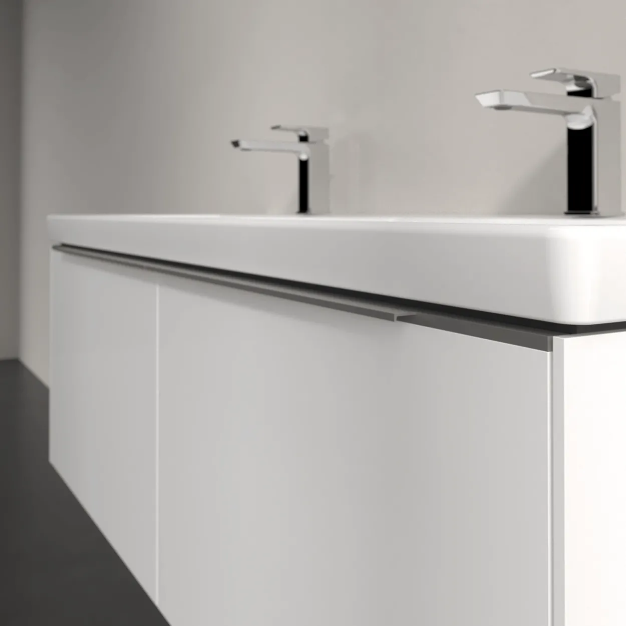 V&b subway 3.0 servantskap 127x42 f/dobbel servant brilliant white håndtak i krom