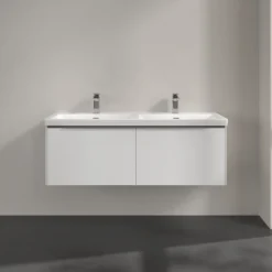 V&b subway 3.0 servantskap 127x42 f/dobbel servant brilliant white håndtak i krom