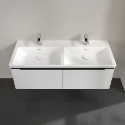 V&b subway 3.0 servantskap 127x42 f/dobbel servant brilliant white håndtak i volcano black