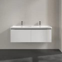 V&b subway 3.0 servantskap 127x42 f/dobbel servant brilliant white håndtak i volcano black