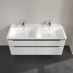 V&b subway 3.0 servantskap 127x57 f/dobbel servant brilliant white håndtak i volcano black