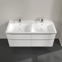 V&b subway 3.0 servantskap 127x57 f/dobbel servant brilliant white m/lys håndtak i krom