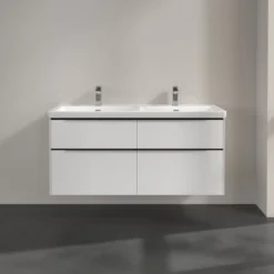 V&b subway 3.0 servantskap 127x57 f/dobbel servant brilliant white m/lys håndtak i volcano black