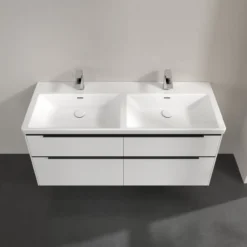 V&b subway 3.0 servantskap 127x57 f/dobbel servant brilliant white m/lys håndtak i volcano black