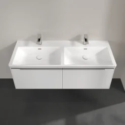 V&b subway 3.0 servantskap 127x42 f/dobbel servant brilliant white m/lys håndtak i krom