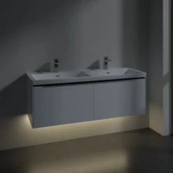 V&b subway 3.0 servantskap 127x42 f/dobbel servant brilliant white m/lys håndtak i volcano black
