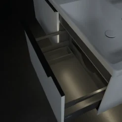 V&b subway 3.0 servantskap 127x42 f/dobbel servant brilliant white m/lys håndtak i volcano black
