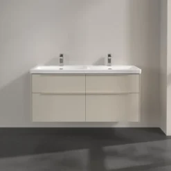 V&b subway 3.0 servantskap 127x57 f/dobbel servant cashmere grey håndtak i møbelets farge