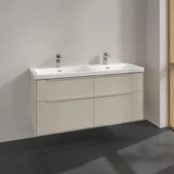 V&b subway 3.0 servantskap 127x57 f/dobbel servant cashmere grey håndtak i møbelets farge