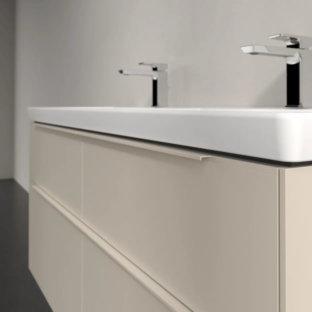 V&b subway 3.0 servantskap 127x57 f/dobbel servant cashmere grey håndtak i møbelets farge