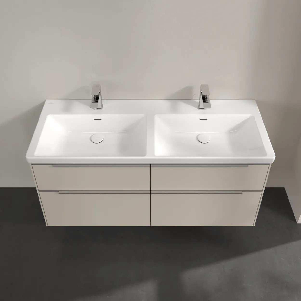 V&b subway 3.0 servantskap 127x57 f/dobbel servant cashmere grey håndtak i krom