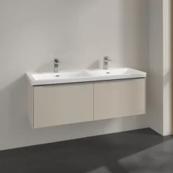 V&b subway 3.0 servantskap 127x42 f/dobbel servant cashmere grey håndtak i krom