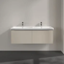 V&b subway 3.0 servantskap 127x42 f/dobbel servant cashmere grey håndtak i krom