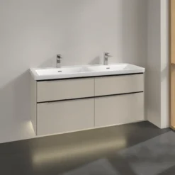 V&b subway 3.0 servantskap 127x57 f/dobbel servant cashmere grey m/lys håndtak i volcano black