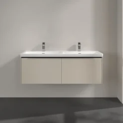V&b subway 3.0 servantskap 127x42 f/dobbel servant cashmere grey m/lys håndtak i volcano black