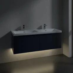 V&b subway 3.0 servantskap 127x42 f/dobbel servant cashmere grey m/lys håndtak i møbelets farge