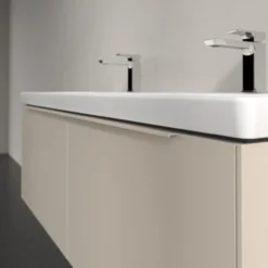 V&b subway 3.0 servantskap 127x42 f/dobbel servant cashmere grey m/lys håndtak i møbelets farge