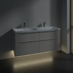 V&b subway 3.0 servantskap 127x57 f/dobbel servant cashmere grey m/lys håndtak i møbelets farge