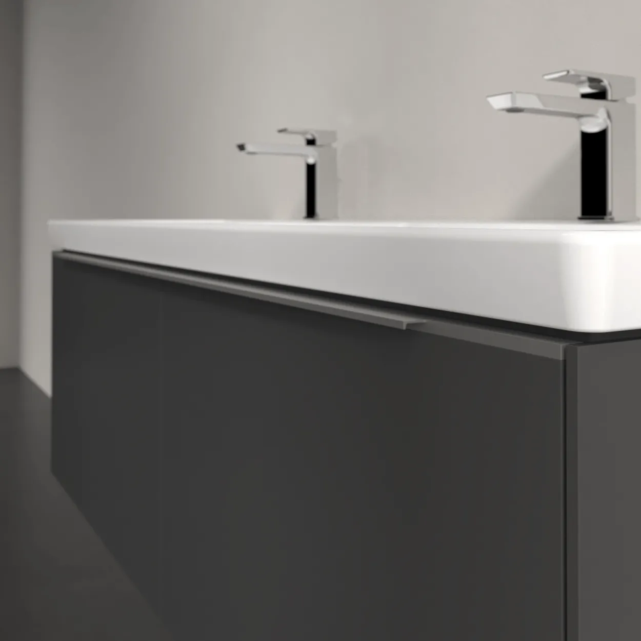 V&b subway 3.0 servantskap 127x42 f/dobbel servant graphite håndtak i krom