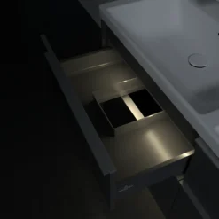 V&b subway 3.0 servantskap 127x57 f/dobbel servant graphite m/lys håndtak i krom