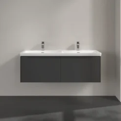 V&b subway 3.0 servantskap 127x42 f/dobbel servant graphite m/lys håndtak i møbelets farge