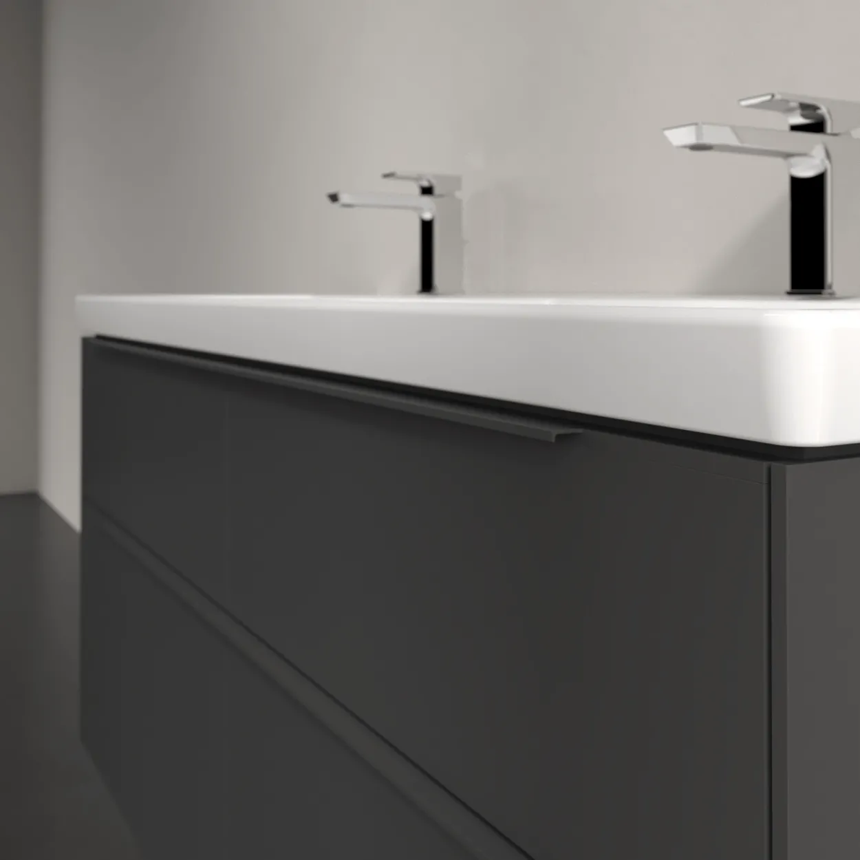V&b subway 3.0 servantskap 127x57 f/dobbel servant graphite m/lys håndtak i møbelets farge