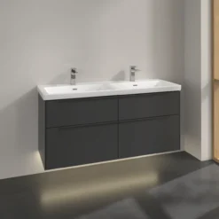 V&b subway 3.0 servantskap 127x57 f/dobbel servant graphite m/lys håndtak i møbelets farge
