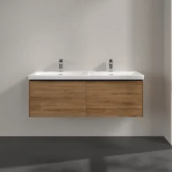 V&b subway 3.0 servantskap 127x42 f/dobbel servant kansas oak m/lys håndtak i volcano black