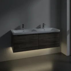 V&b subway 3.0 servantskap 127x42 f/dobbel servant kansas oak m/lys håndtak i krom
