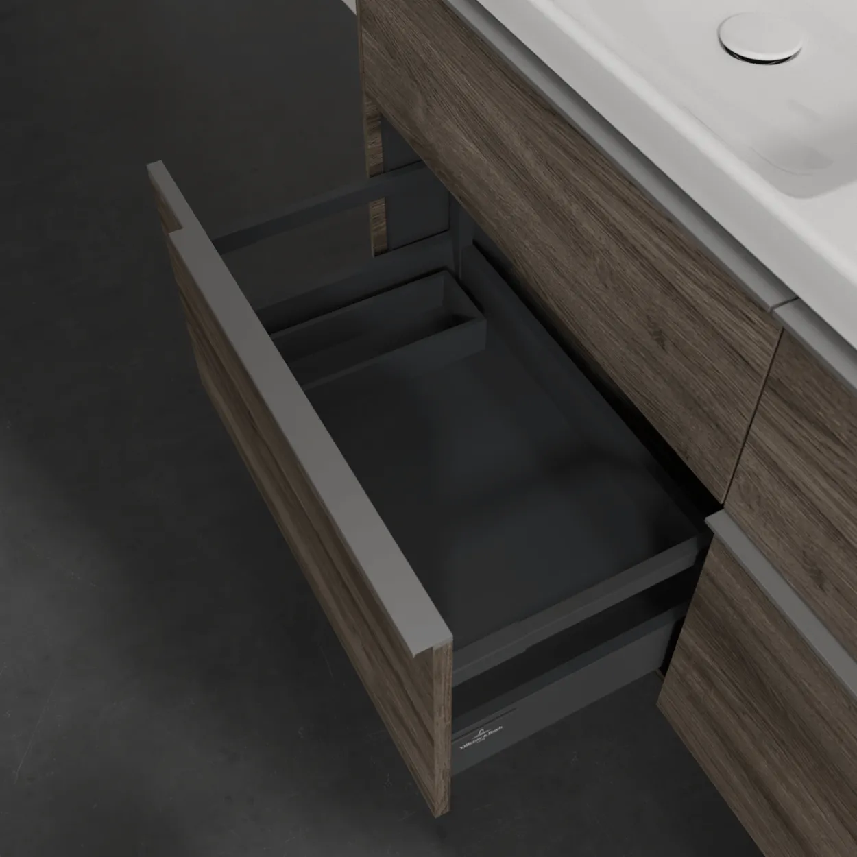 V&b subway 3.0 servantskap 127x57 f/dobbel servant kansas oak m/lys håndtak i krom