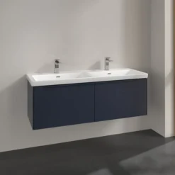 V&b subway 3.0 servantskap 127x42 f/dobbel servant marine blue håndtak i møbelets farge