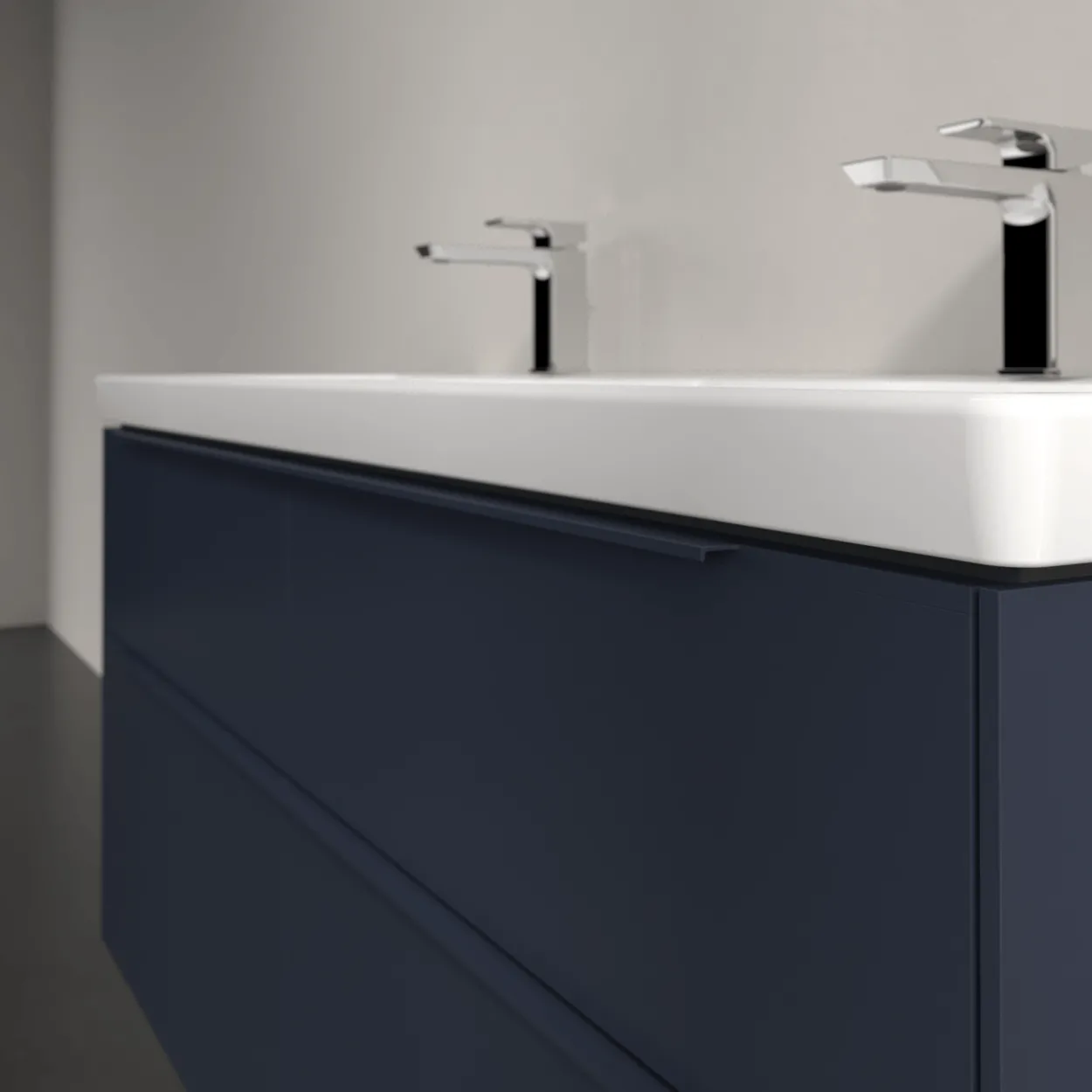 V&b subway 3.0 servantskap 127x57 f/dobbel servant marine blue håndtak i møbelets farge
