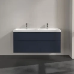 V&b subway 3.0 servantskap 127x57 f/dobbel servant marine blue håndtak i møbelets farge