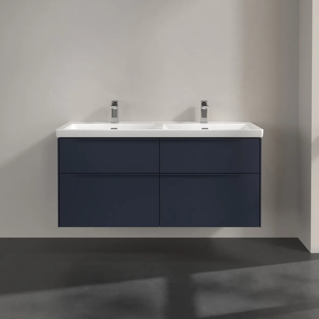 V&b subway 3.0 servantskap 127x57 f/dobbel servant marine blue håndtak i møbelets farge