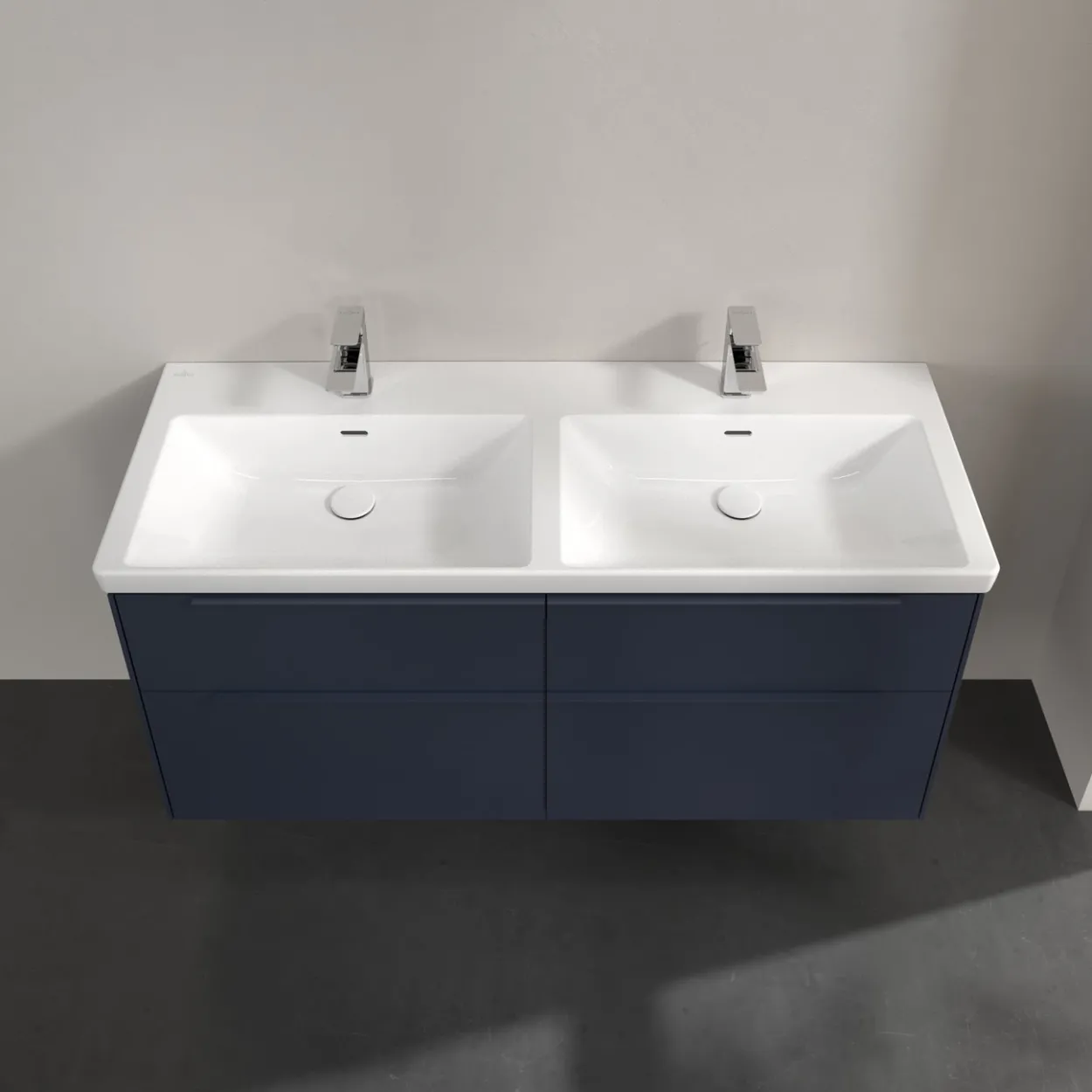 V&b subway 3.0 servantskap 127x57 f/dobbel servant marine blue håndtak i møbelets farge