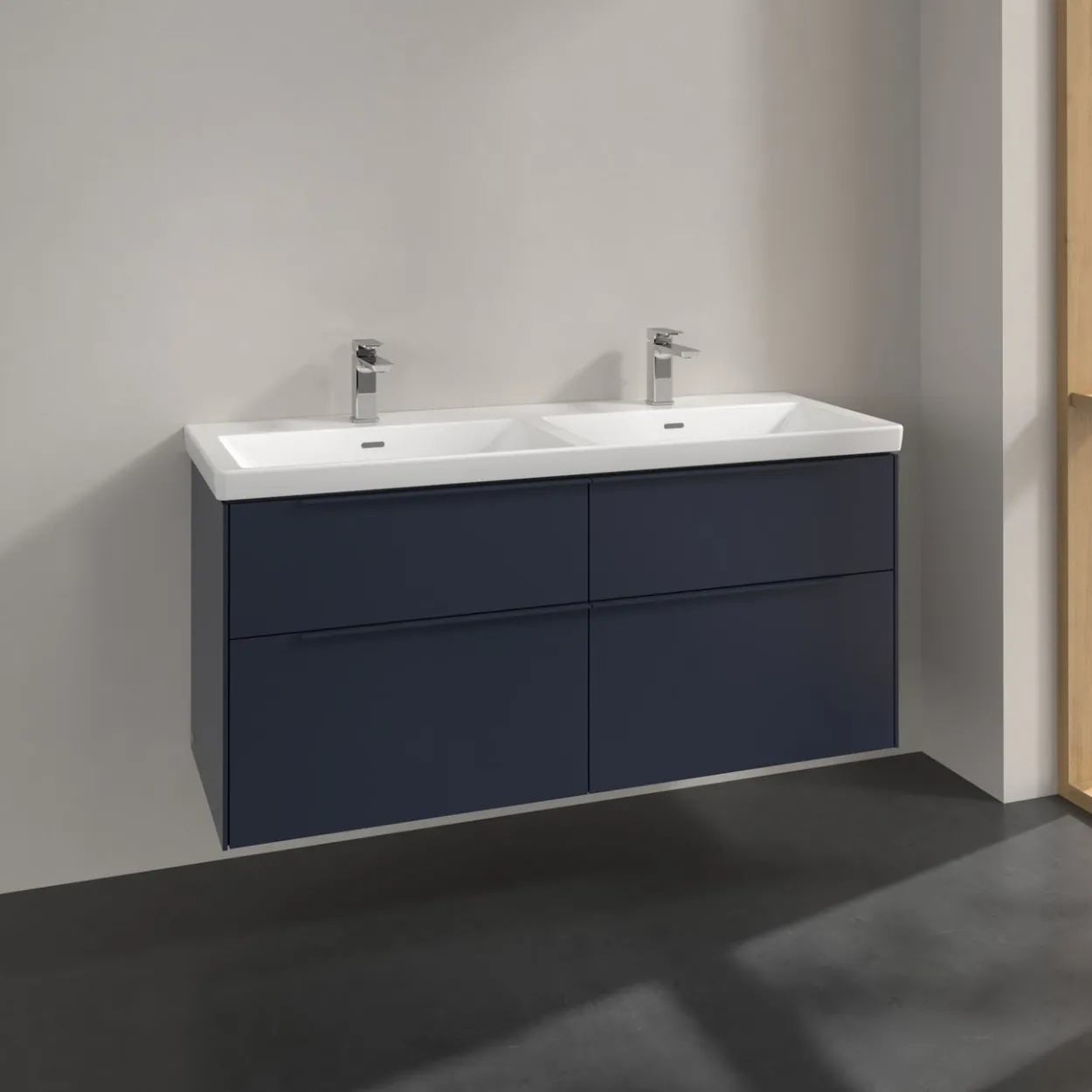 V&b subway 3.0 servantskap 127x57 f/dobbel servant marine blue håndtak i møbelets farge