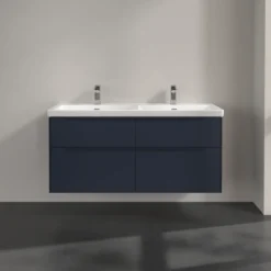 V&b subway 3.0 servantskap 127x57 f/dobbel servant marine blue m/lys håndtak i møbelets farge
