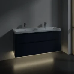 V&b subway 3.0 servantskap 127x57 f/dobbel servant marine blue m/lys håndtak i møbelets farge