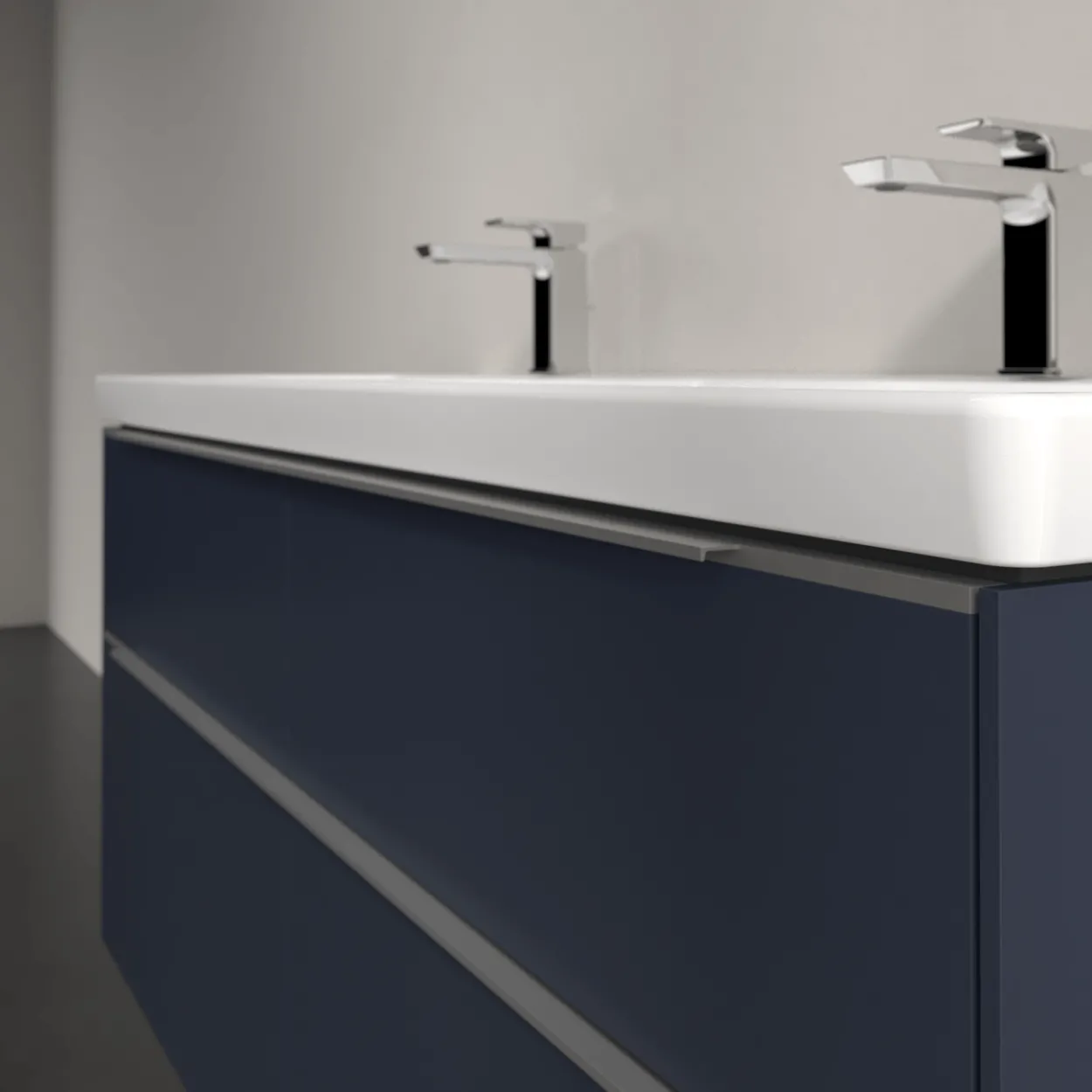 V&b subway 3.0 servantskap 127x57 f/dobbel servant marine blue m/lys håndtak i krom