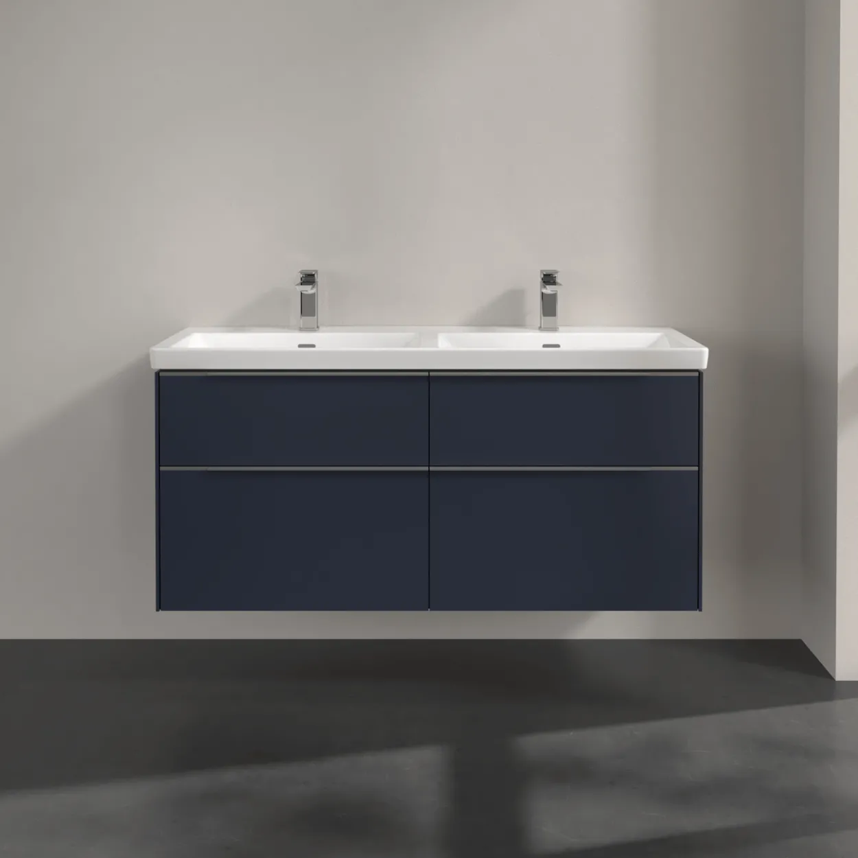 V&b subway 3.0 servantskap 127x57 f/dobbel servant marine blue m/lys håndtak i krom