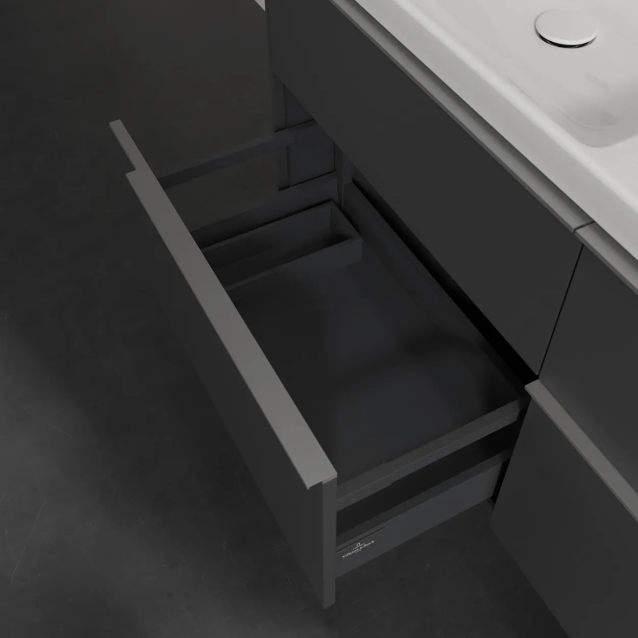 V&b subway 3.0 servantskap 127x57 f/dobbel servant marine blue m/lys håndtak i krom