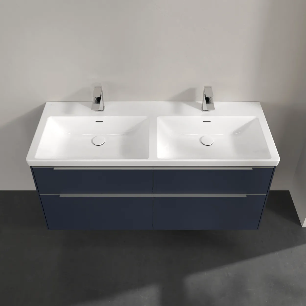 V&b subway 3.0 servantskap 127x57 f/dobbel servant marine blue m/lys håndtak i krom