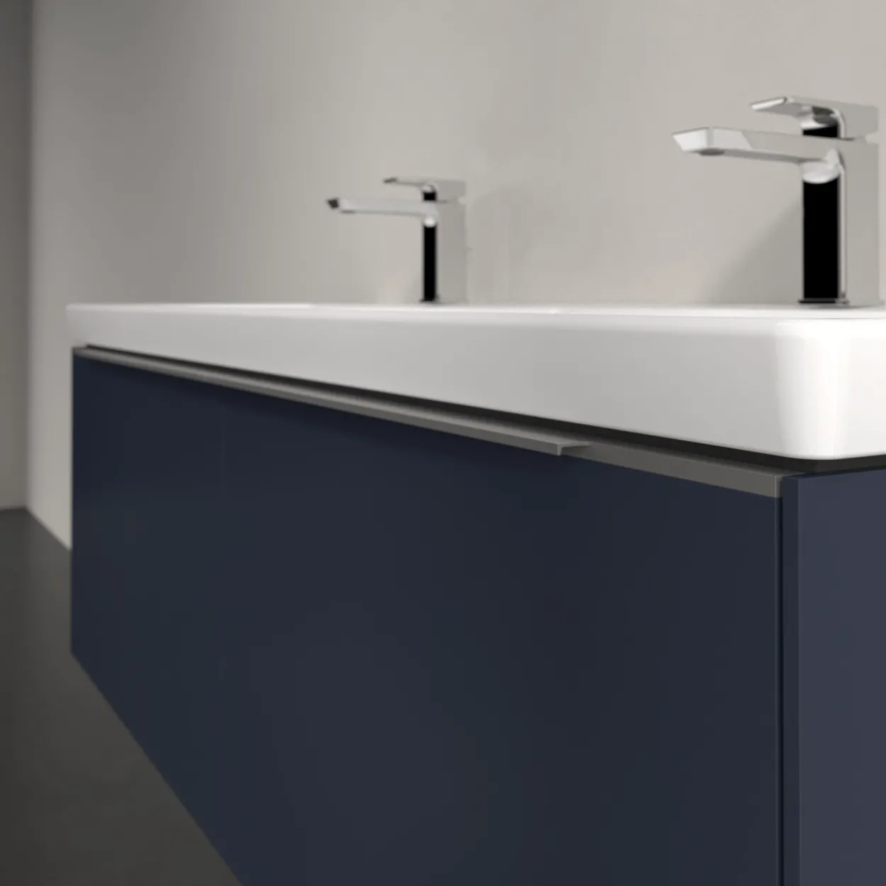 V&b subway 3.0 servantskap 127x42 f/dobbel servant marine blue m/lys håndtak i krom