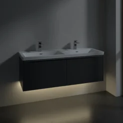 V&b subway 3.0 servantskap 127x42 f/dobbel servant marine blue m/lys håndtak i krom