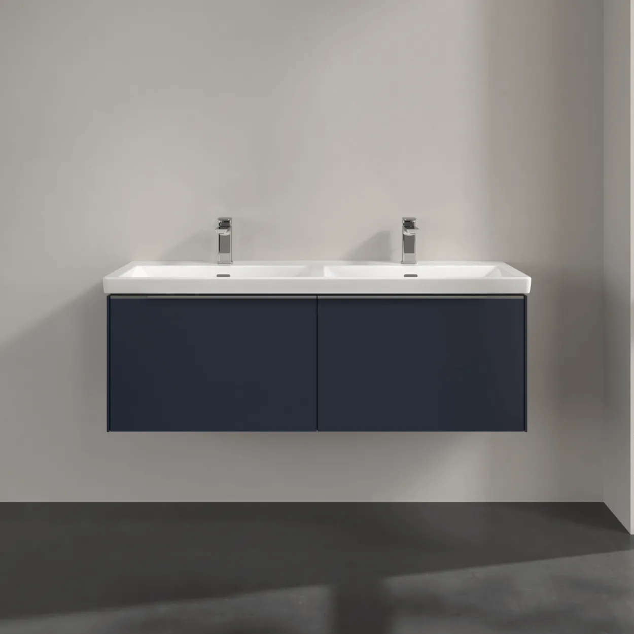 V&b subway 3.0 servantskap 127x42 f/dobbel servant marine blue m/lys håndtak i krom