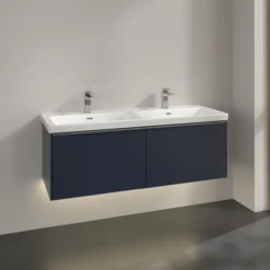 V&b subway 3.0 servantskap 127x42 f/dobbel servant marine blue m/lys håndtak i krom