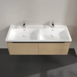 V&b subway 3.0 servantskap 127x42 f/dobbel servant nordic oak håndtak i volcano black