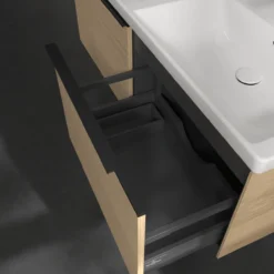 V&b subway 3.0 servantskap 127x42 f/dobbel servant nordic oak håndtak i volcano black